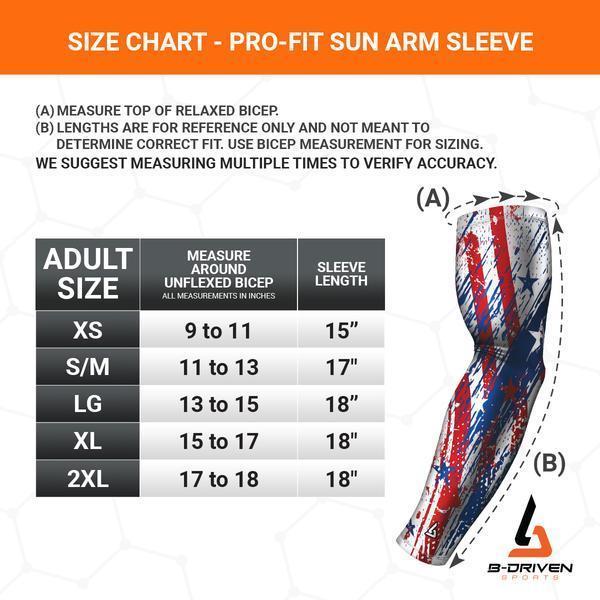 arm sleeves for fishing size chart