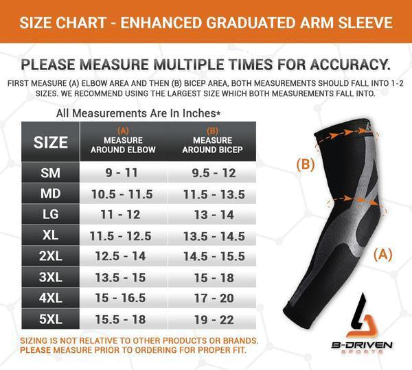 Enhanced Graduated Arm Sleeves - Size Chart