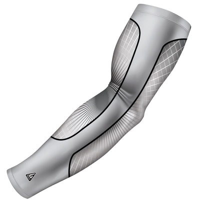 custom grand slam white grey compression arm sleeve