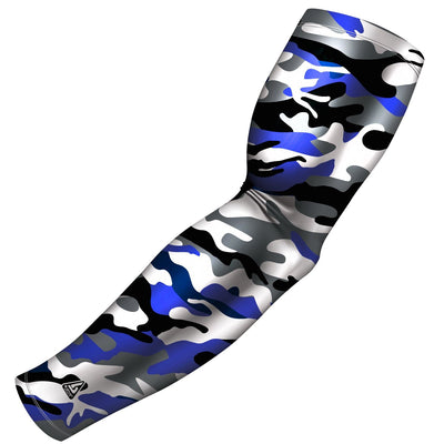 custom clutch camo blue and grey compression arm sleeve