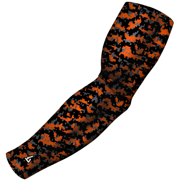 Digital Camo Orange Burnt Arm Sleeve