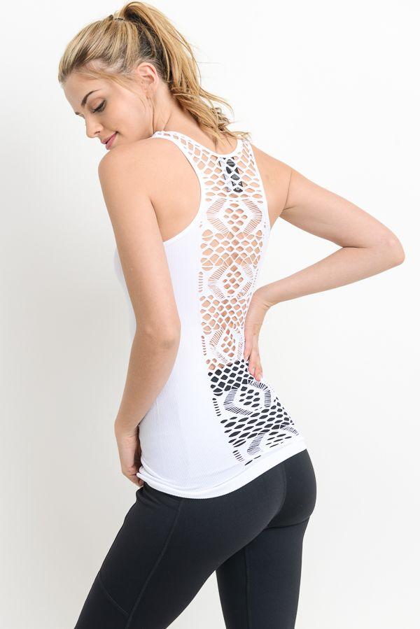 Diamond Fishnet Racerback Tank Top