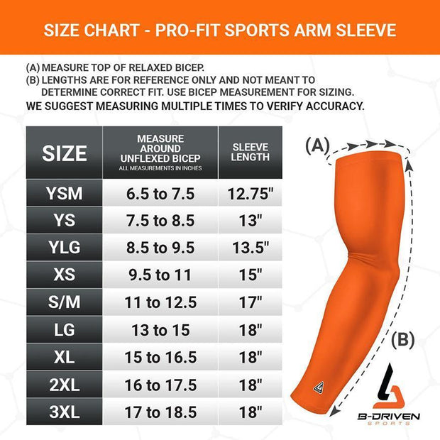 basketball Arm Sleeve Size Chart